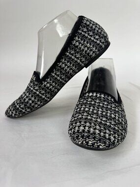 Skechers Womens Black & White Houndstooth Flats Size 9 Air Cooled Memory Foam Co